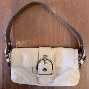Coach Off White Leather Shoulder Bag with Buckle